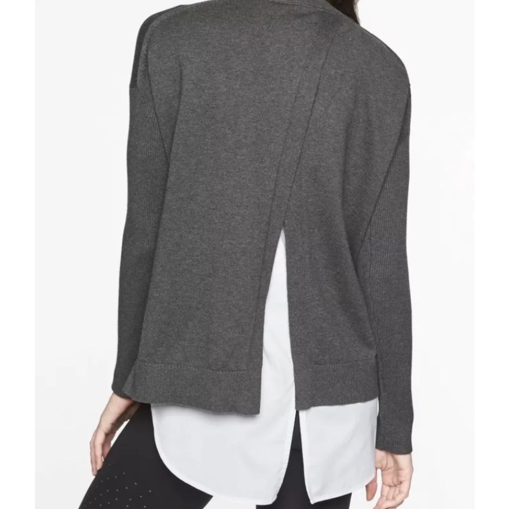 Athleta Charcoal Gray Highland Crossback Sweater Sz L
